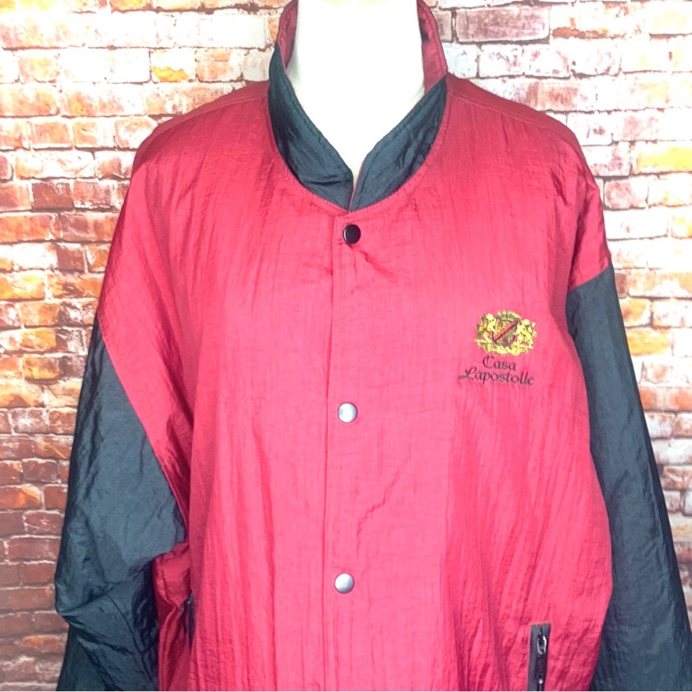 Vintage Y2K Casa Lapostolle Burgundy and Black Button Down Windbreaker - Picture 2 of 13